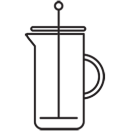 Coffee press brew method illustration