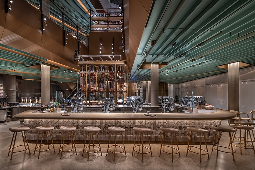 The Experiential Coffee Bar in the Chicago Roastery, including a view to the floor above
