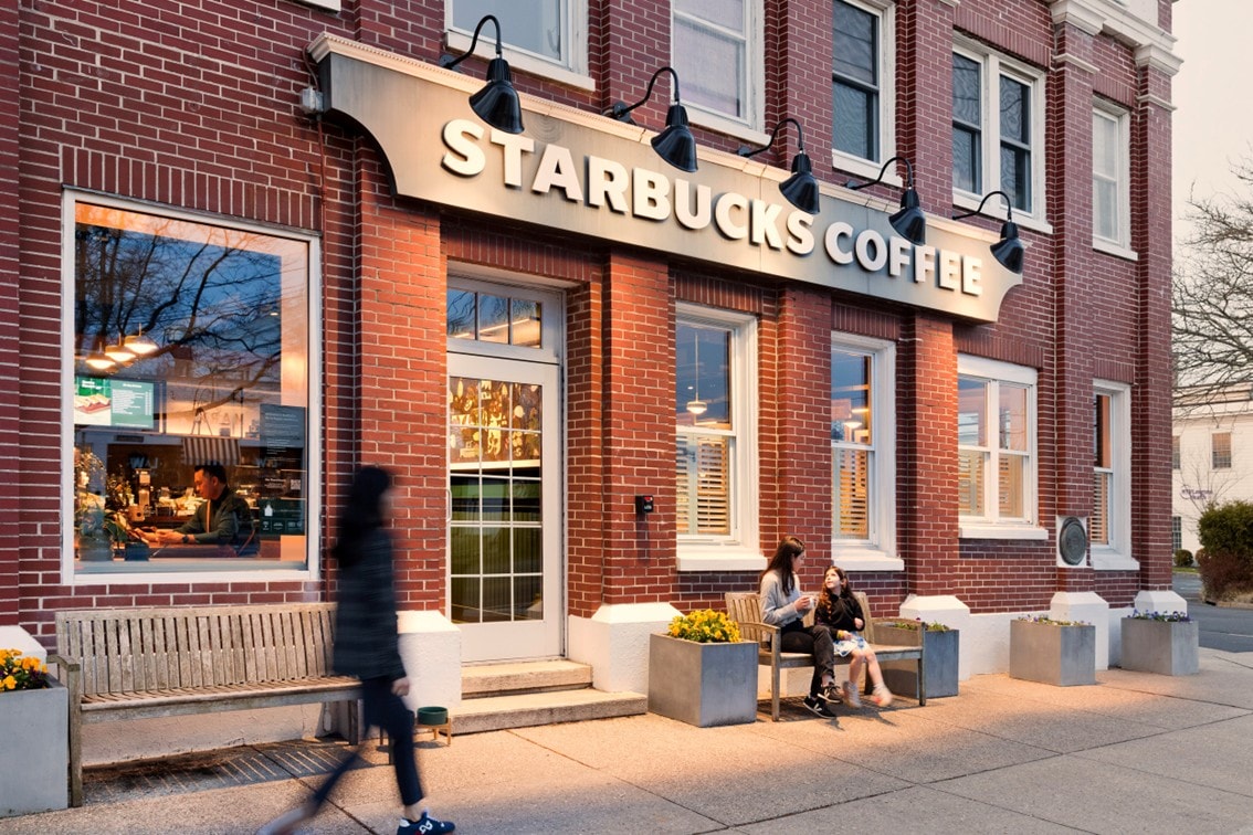 Exterior of the Starbucks coffee store