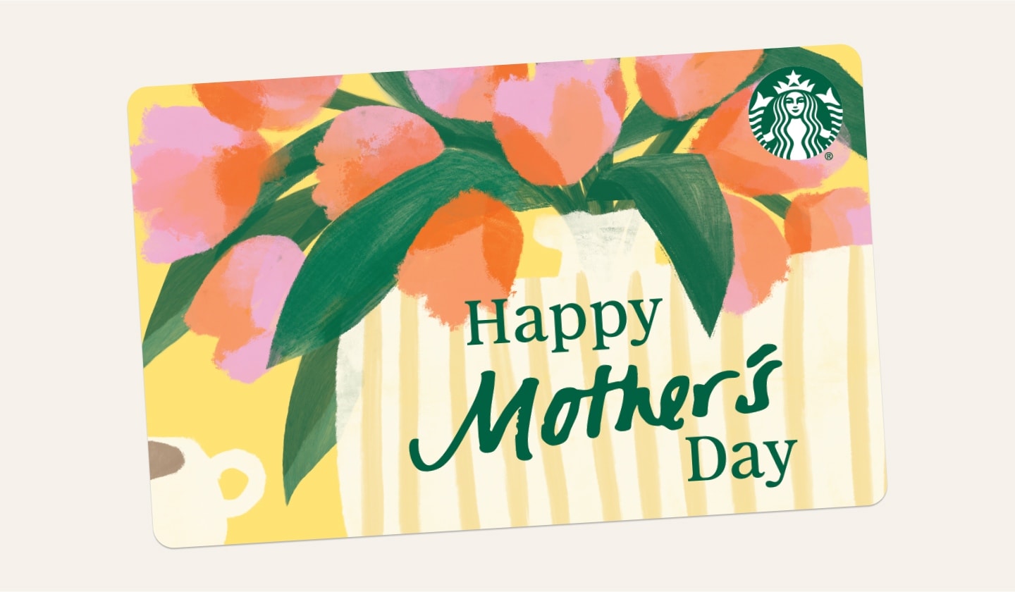  A gift card featuring a tulip bouquet in a box with "Happy Mother's Day" written on it.
