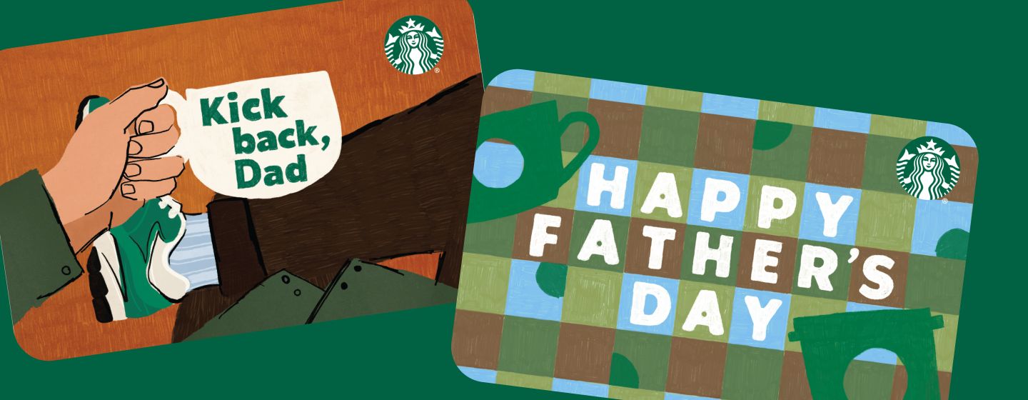 Two Father’s Day gift cards. One reads: Kick back, Dad. The other reads: Happy Father’s Day.