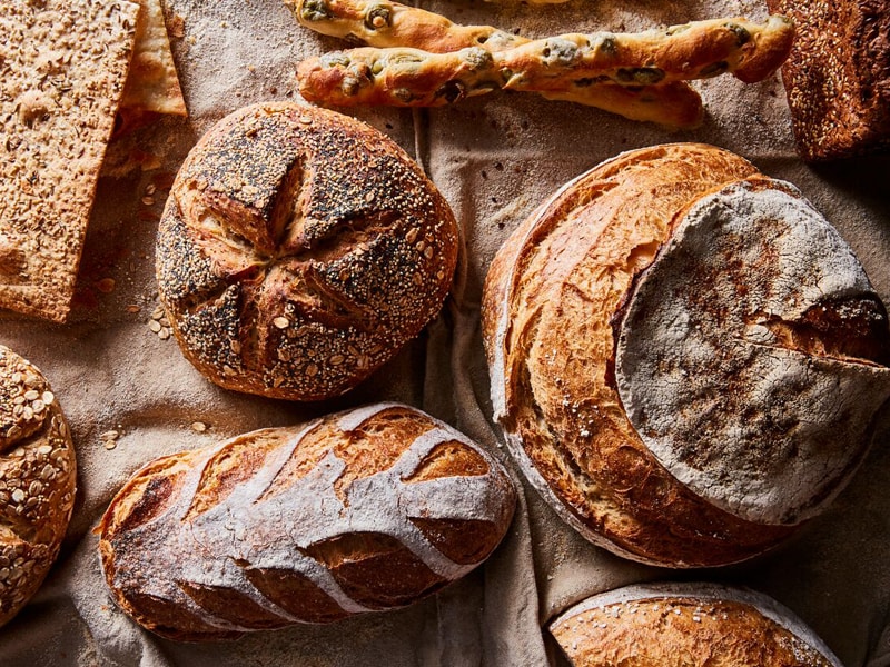 Assorted baked breads from Princi