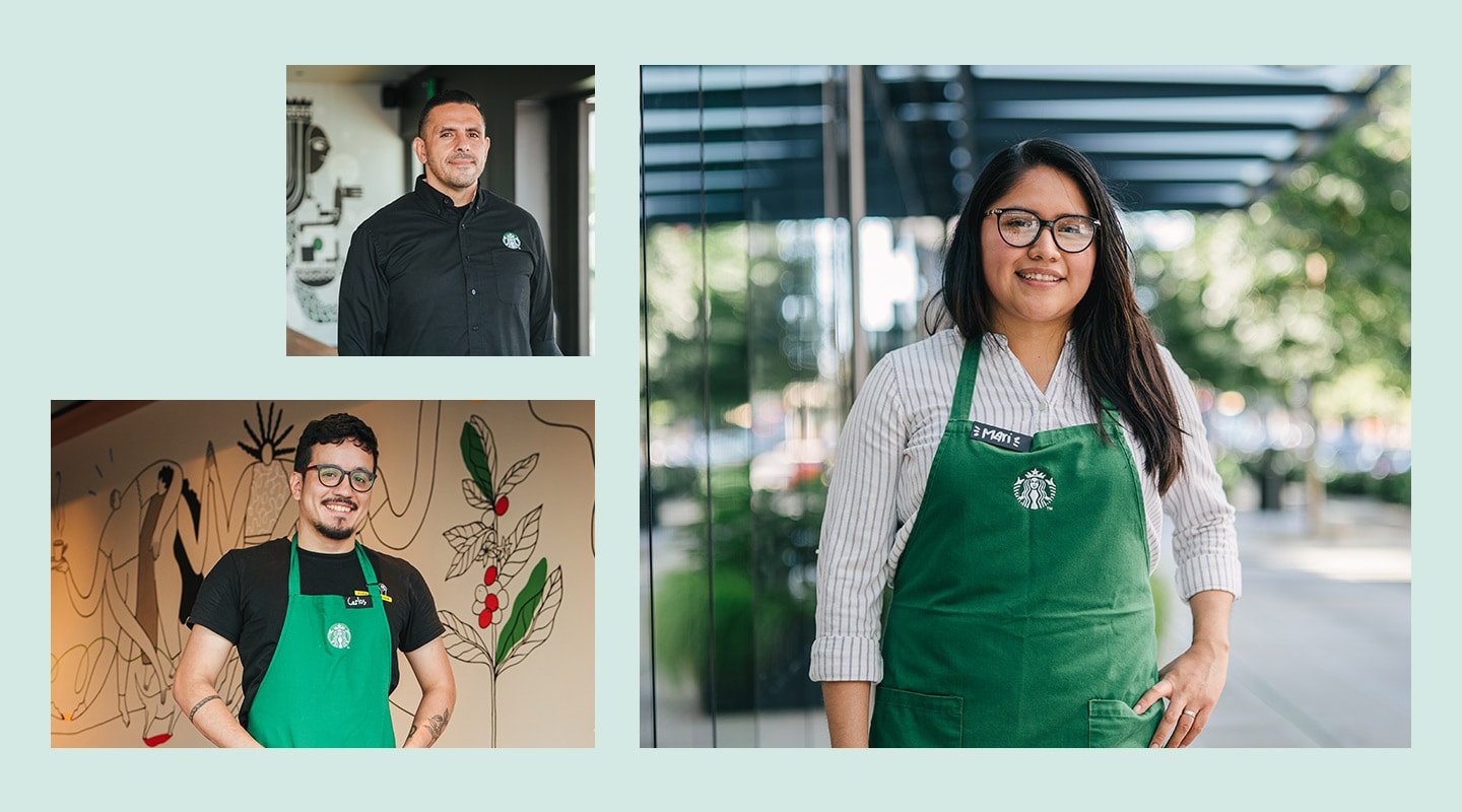 Three images of partners (employees) who are featured in our Latinx Heritage Month story.