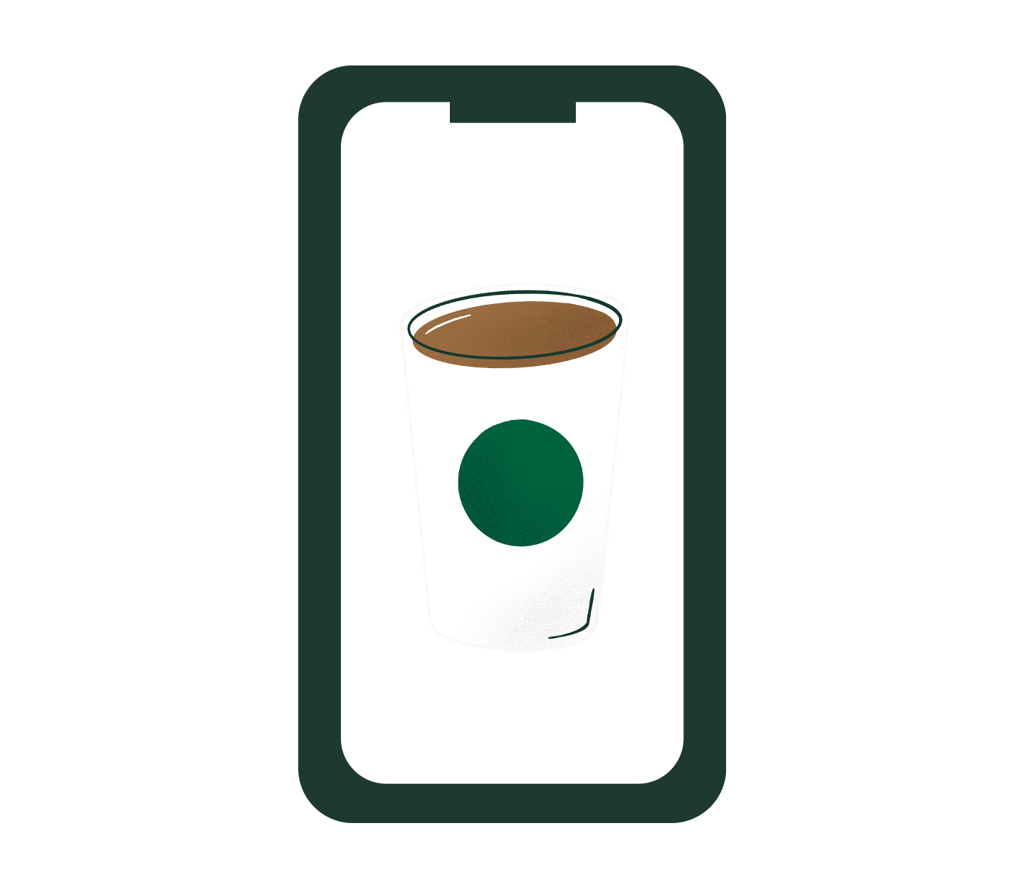 Phone with coffee cup on screen.