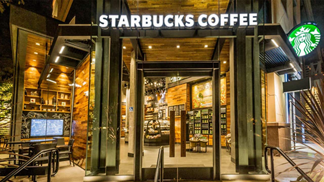 The interior of a Starbucks Coffee store