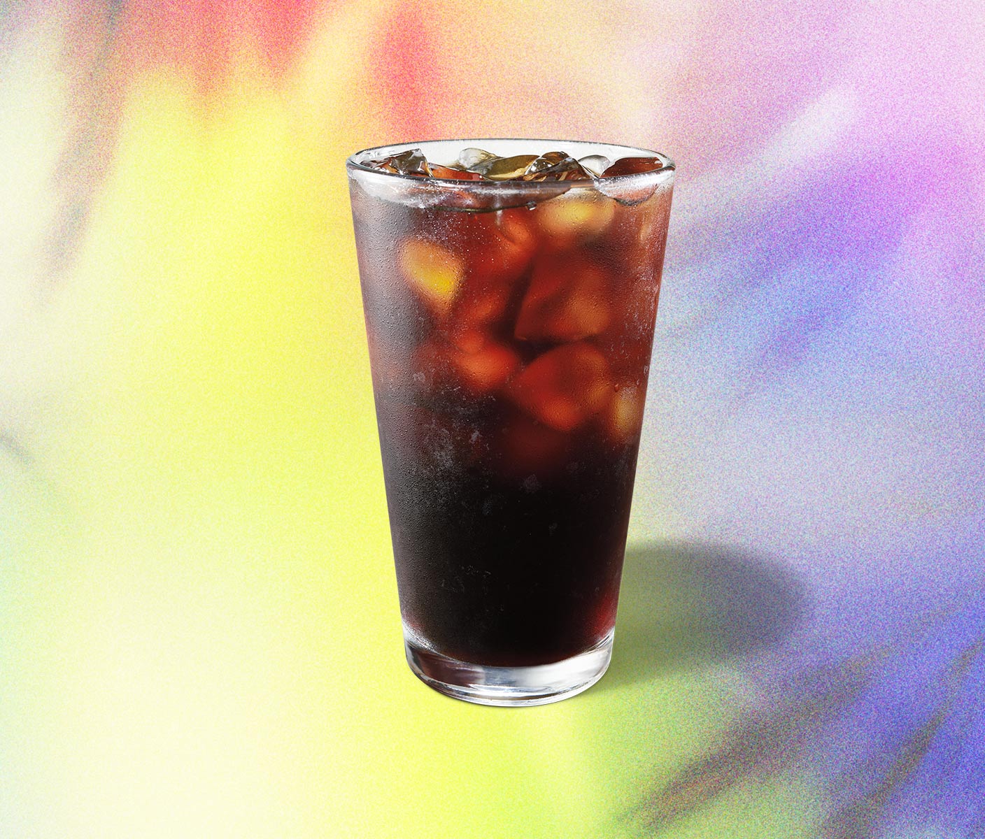 Iced coffee beverage in a glass.