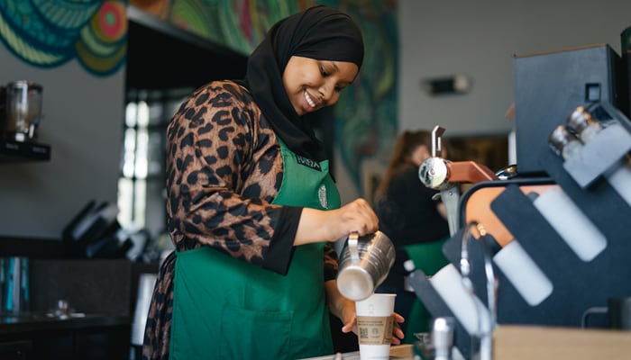 starbucks barista and customer