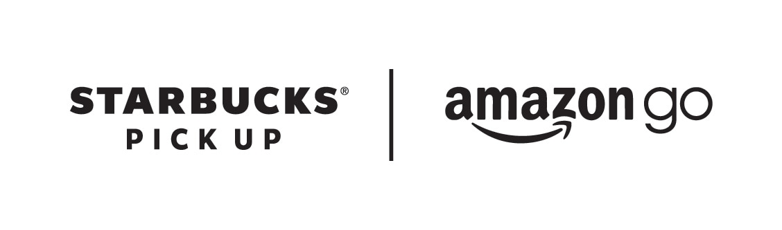 Starbucks Pick Up and Amazon Go logos
