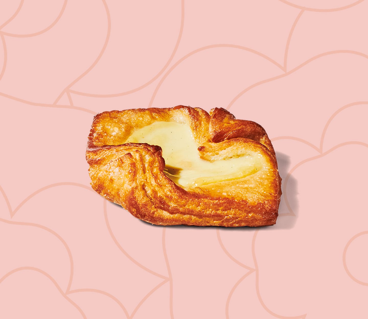 Golden pastry with a custard center.