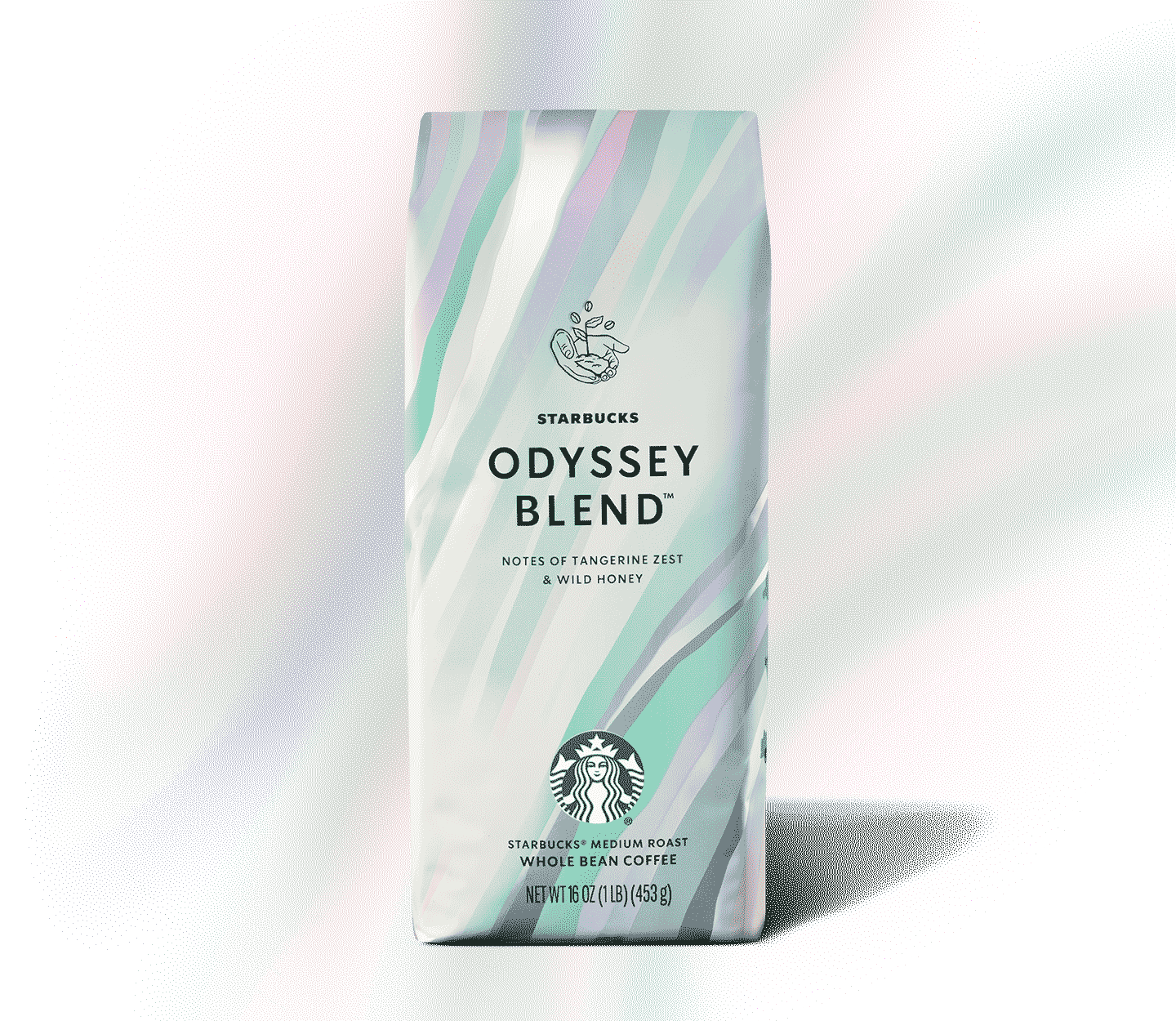 Shimmering bag of Odyssey Blend coffee