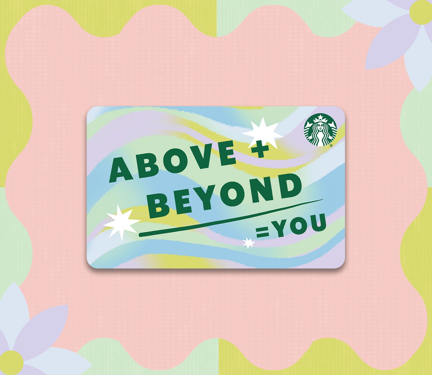 Gift card that reads ABOVE AND BEYOND EQUALS YOU.
