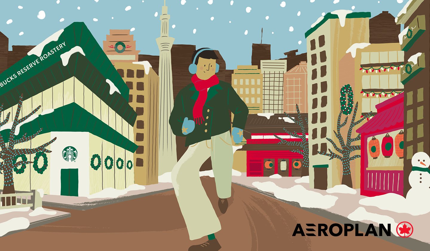 Image d’un homme vêtu de vêtements d’hiver, courant dans les rues enneigées de Tokyo.