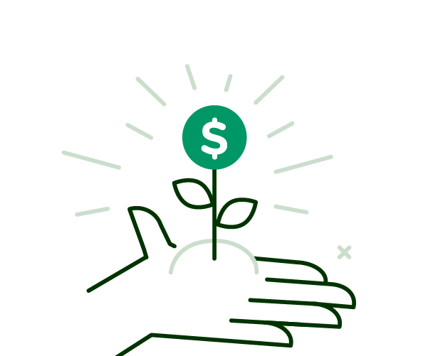 hand with growing money icon