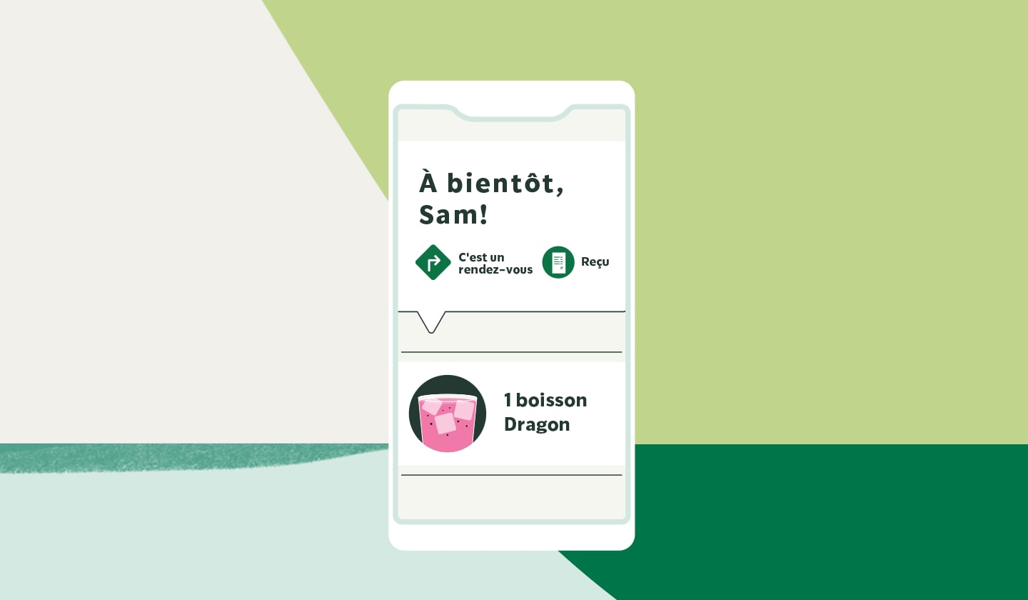 Téléphone mobile avec l’image de l’appli Starbucks.