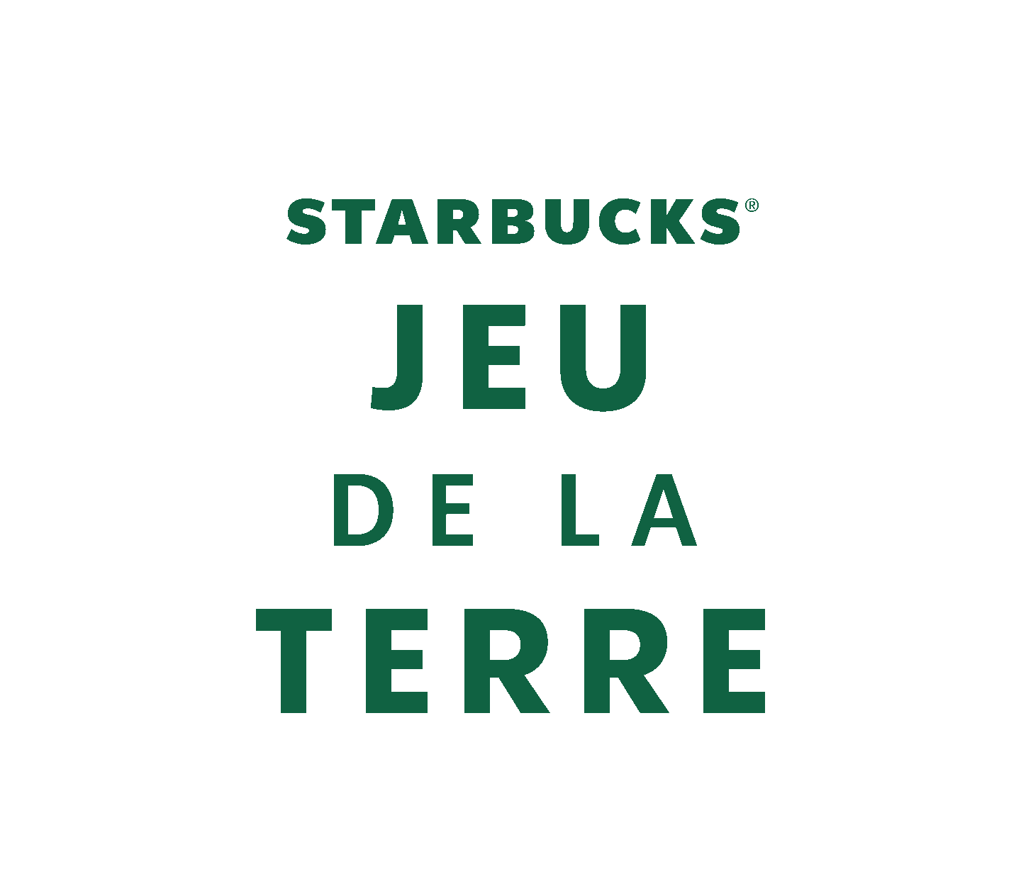 Dessin du logo du Jeu de la Terre de Starbucks entouré de dessins de feuilles.