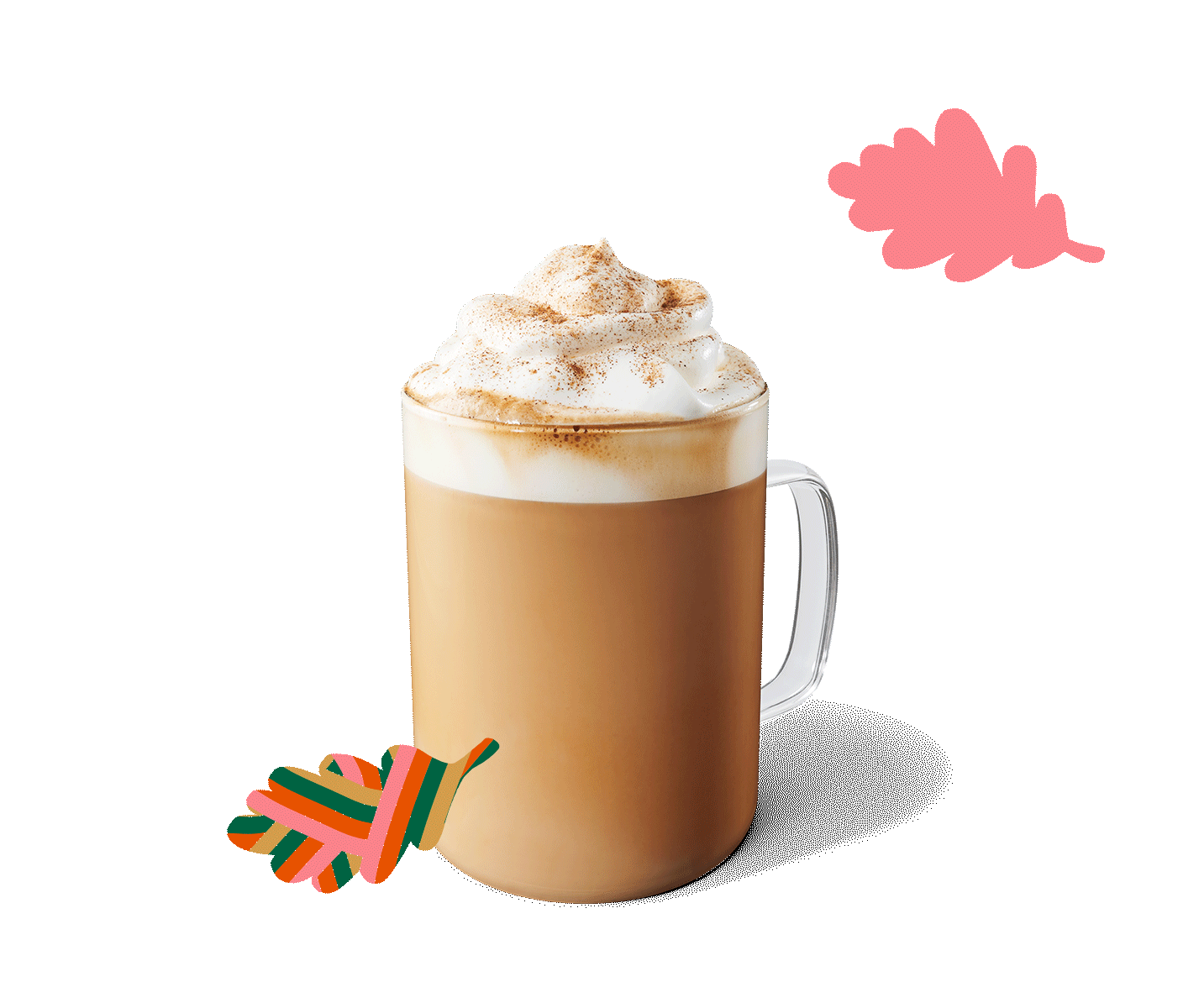 Un latte à la citrouille épicée avec des feuilles d'automne.