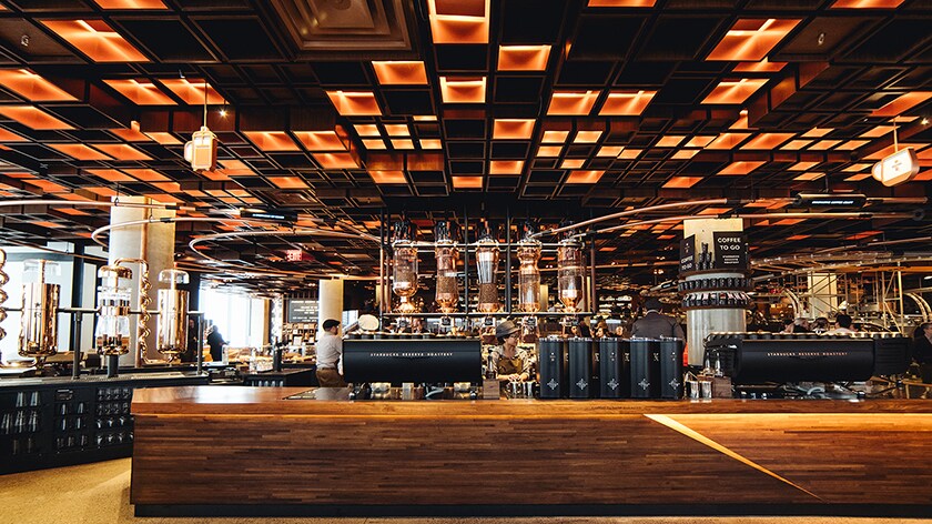 Main Bar and baristas at the New York Roastery